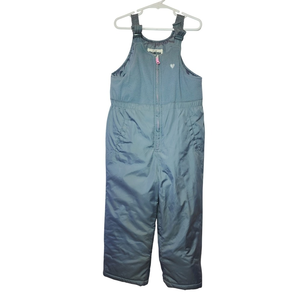 OshKosh‎ Bgosh Girls Gray Fleece Lined Insulated Snow Bib Overalls Size 6X